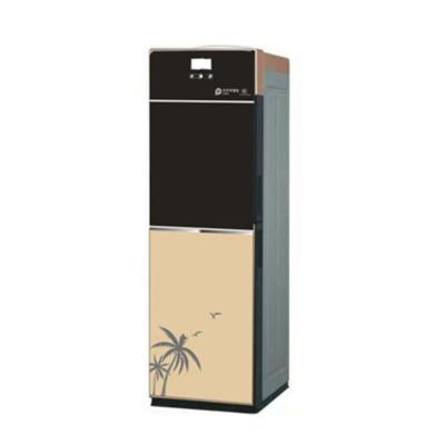 China Commercial Tempered Glass 24 Hours Electronic Position Hot And Cold Water Dispenser With Refrigerator Cabinet Competitive Price for sale