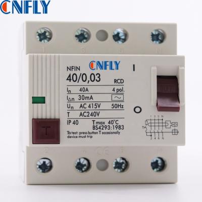 China 4P 40A 63A 100A NFIN ELECTRIC MAGNETIC RESIDUAL CURRENT BREAKER RCCB 6K for sale