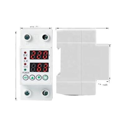 China Under/Over Adjustable Voltage Protection 63A 230V Din Rail Over Under Voltage Protector Electric Digital Voltage Protector for sale