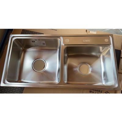 China Without Faucet TIEMA 304 Double Bowl Stainless Steel Modern Kitchen Sinks en venta