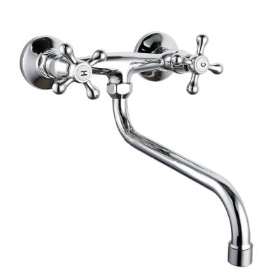 China Sense Faucets Half Turn Double Cross Handle Wall Mounted Kitchen Sink Mixer (ZS57502-S) for sale