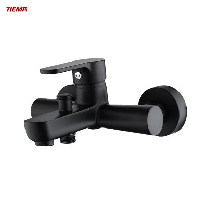 중국 Without Slide Bar Tiema Brand Quality Brass Contemporary Interesting Matte Black Freestanding Waterfall Bathtub Faucet 판매용