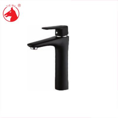 China Metered Faucets Single To Handle Matte Black Brass Copper Body Basin Faucet for sale