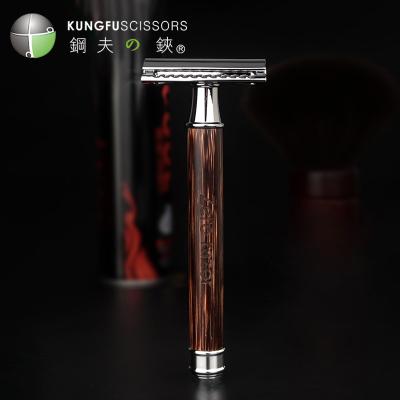 China New Barber Tools Straight Razor Wooden Edge Razor Holder Wooden Shaving Holder Changeable Double for sale