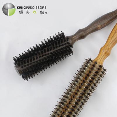 China Kungfu Round Hair Brush Top Quality Wood Material Round Hair Comb for sale