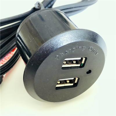 China ETL/FCC Residential/General Purpose Certified Round Shape Furniture USB Power Outlet USB Charger with 2 Pcs 5V 2.1A USB for sale