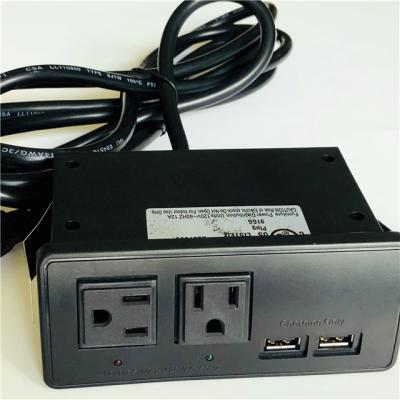 China US Residential / Multipurpose Side Mount Type Plastic Power Socket Power Supply Outlet With Two Separated USB for sale