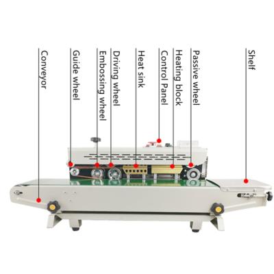 Cina Horizontal Food Plastic Foil Bag Automatic Continuous Band Sealer And Beverage Stores Sealing Machine in vendita