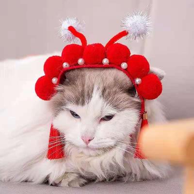 China Sustainable New Year Pet Headdress Props Hat Dog Love Cat Pet Tide Puppy National Peking Opera for sale