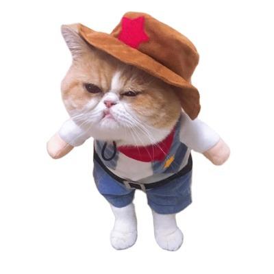 China Viable Cowboy Rider Dog Cat Costume Pets Suit Knight Christmas Halloween Style Dog Cat Costume for sale