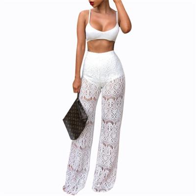 China 2020 New Design High-waist Lace Hollow Perspective Sexy Pants QUICK-DRY Stitching Pants For Women Clothing for sale