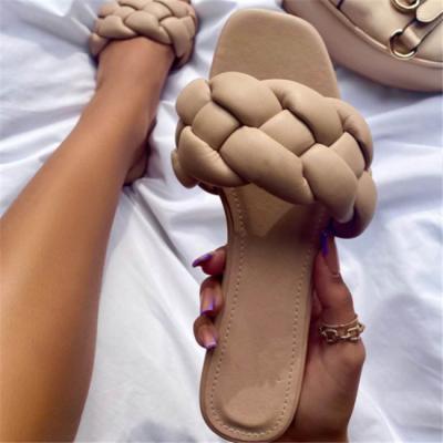 China Fashion Trend Summer New Style Popular Sponge Knitted Casual Slippers One Line for sale