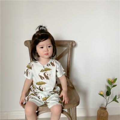 China Casual Children's Summer Set Printed Short Sleeve Shorts Two Piece Baby Soft Pajamas for sale