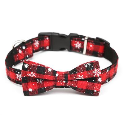 China Christmas Viable Snow Red Bow Collar Pet For Small Medium And Large Dog Collar Amazon Hot Style for sale