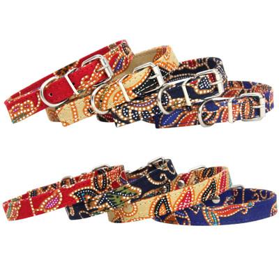 China New Style Viable Bohemian Pet Collar Double Color Fabric Dog Collar Leash Spot Pet Collars for sale