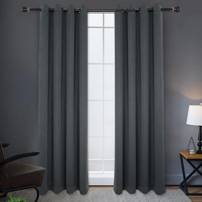 China Hot Sale Blackout Blackout Gray Polyester Thermal Insulated Grommet Blackout Curtains For Home Bedroom for sale