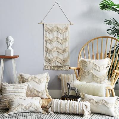 China Non-Toxic Decorative Bohemian Woven Tufted Pillowcase Pillows Tile Cover With Fringe For Sofa Couch Car Living Room for sale