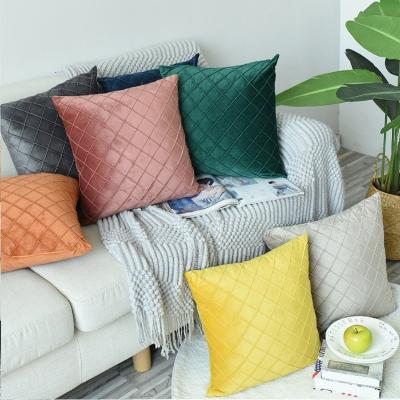 China Shinnwa DECORATIVE 45 X 45 Cm Solid Colored Pleated Diamond Velvet Cushion Cover For Sofa for sale