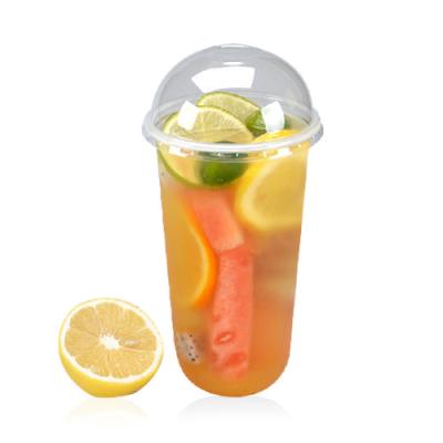 China Single Wall Custom Plastic Fruit Juice Cup Disposable Logo 90/95mm 700ml U Shape PP Plastic Cup for sale