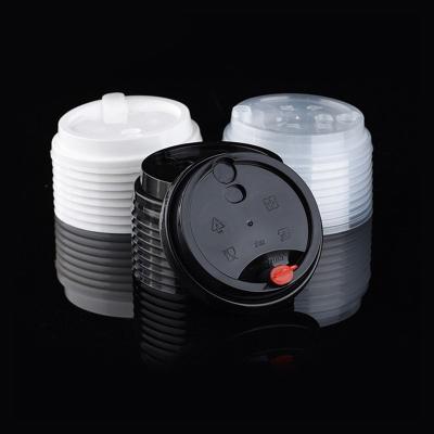 China Custom Single Wall Disposable Universal Plastic PP Coffee Cup Lid With Leak Proof Plug Cover for sale