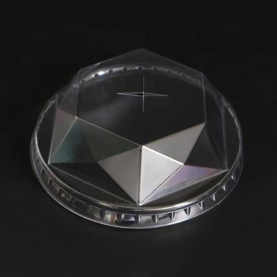 China Rhomboid 90/95mm Single Wall Special Diameter Shape PET Disposable Clear Plastic Lid For Plastic Paper Cup for sale