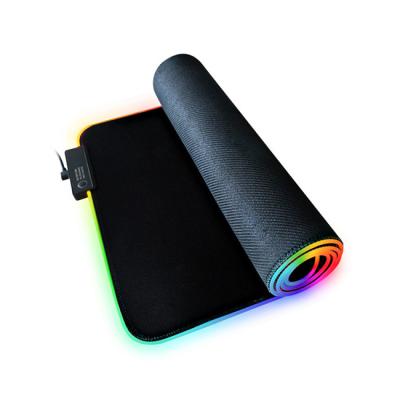 China Game Hemming Logo Printed Sample Texture Thick Sublimated New Design Textured LED Luminous Mouse Pad For Desktop for sale