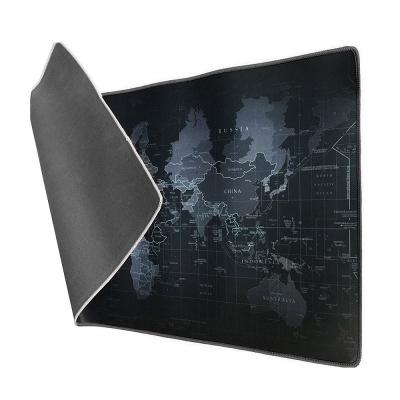 China HOT World Map Extended Gaming Desk Pad Black Large Size Mat With Stitched Edge Mouse Pad For PC Laptop Computer for sale