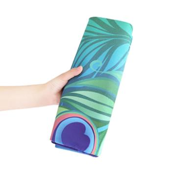 China Quanbao 2020 natural rubber+suede factory the most popular printed foldable natural rubber yoga mat custom OEM for sale