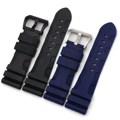 China Easy Installation Sports Pure PVD Color Diver Rubber Silicone Watch Strap Tang Buckle Suitable for Panerai PAM Watch 24mm Waterproof Watch Band for sale