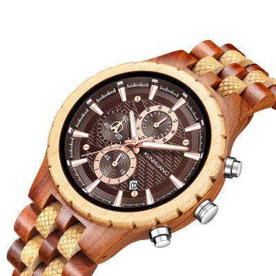 China Kunhuang watch men's fashion multi-function simple chronograph simple wooden unisex pure wooden watch sports quartz wristwatch for sale