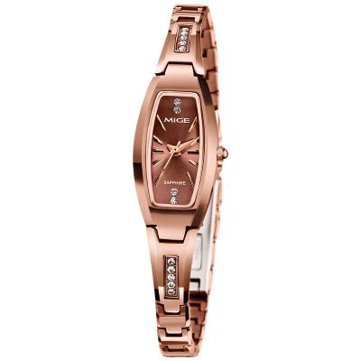 China Top Ten Brand Unisex Genuine Watch MIGE Quartz Women Small Square Diamond-encrusted Simple Waterproof Exquisite Tungsten Steel Watch for sale