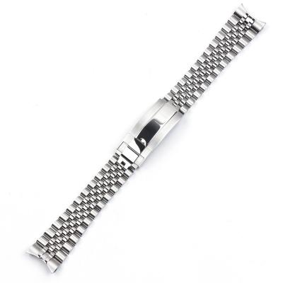 China High Quality Strap Men's Fanshion Sports Watch Band 20mm Stainless Steel Fold Silver Buckle For 40mm Sub Case for sale