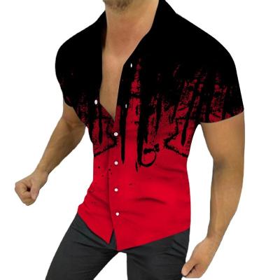 China Factory Wholesale New Anti-pilling Men's Casual Ink Splatter 3D Printing Short Sleeve Shirts Tops for sale