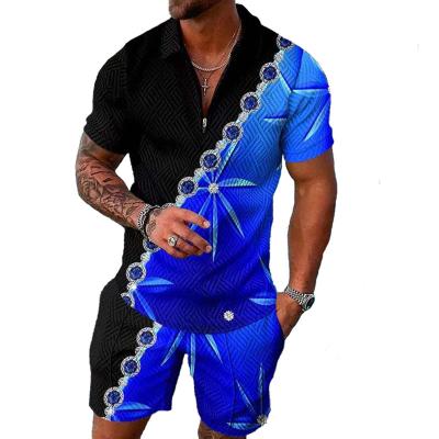 China 2022 new spring and summer men's printing V-neck shirt QUICK DRY casual swimming suit for sale