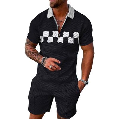 China 2022 Summer QUICK DRY Men's Plaid Striped Casual 3D Printed POLO Shirt Set for sale