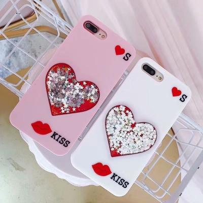 China Fashion Shockproof Glitter Heart Handmade Cell Phone Case For iPhone 13 12 11 pro XS Max 6 7 8 for sale