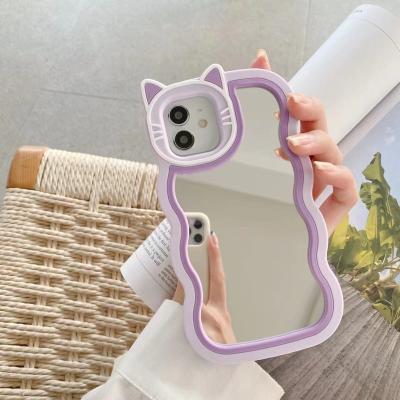 China Cute Shockproof Cat Ears Wavy Soft Transparent Case For iPhone 14 pro 13 pro max 12 11 XS XR X 7 8 plus Candy Colors Mirror Phone Case for sale