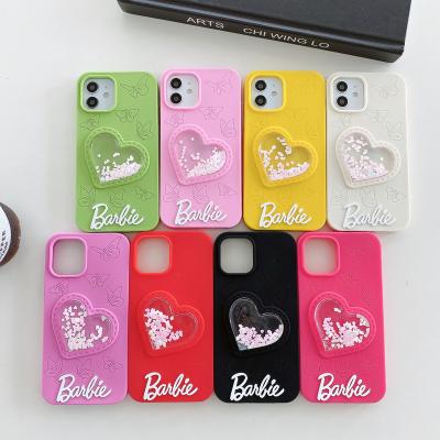 China Wholesales barbie love quicksand mobile phone case iPhone 14pro cartoon protective case Apple 13pro inclusive maximum butterfly shockproof for sale