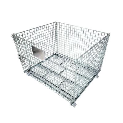 China Medium Duty Industrial Galvanized Collapsible Wire Mesh Container Storage Cage for sale