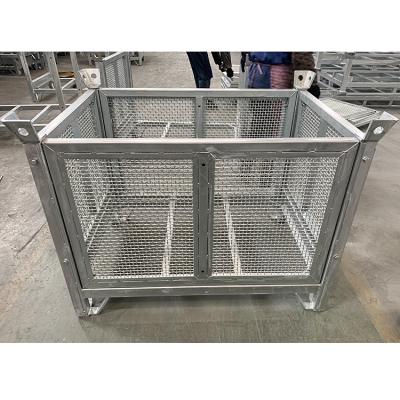 China Collapsible Collapsible Wire Mesh Metal Container Storage Roll Cage For Warehouse for sale