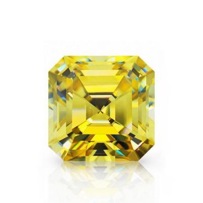 China Color Play or Wholesale Price Good Quality Fire Asscher Cut 9*9Mm Light Bright Bright Yellow Moissanite For Fine Jewelry for sale