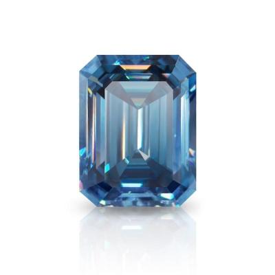 China Fire Stone AuGain Gem Wholesale Price Synthetic Diamond Emerald Cut Loose Color or Blue Color Set Moissanite for sale