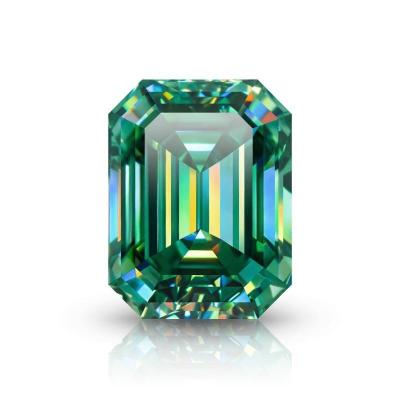 China AuGain Gem Wholesale Gra Stones Fire Diamond Color Set Or Green Colored Emerald Cut Shape Loose Moissanite For Jewelry Set for sale