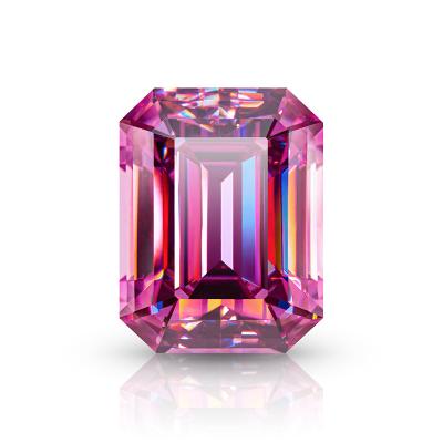 China Wholesale Price Fancy color set or manufacturer of fire form Emerald Cut Pink Moissanite Stone for sale