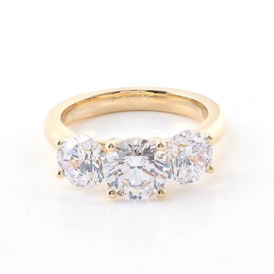 China CLASSIC Engagement Ring 3 Stones Gold Moissanite Diamond Wedding Ring For Girl Women M Latest Simple Design 18K White Clear Jewelry for sale