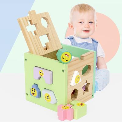 China Construction Toy Wooden 13 Hole Fun Shape Box Color Knowledge Assorted Early Education Puzzle Toy for Boys and Girls for sale