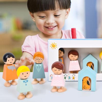 China Eco-Freindly Children Early Education Character Building Blocks Toys Baby Knowledge Family Toys Interesting Wooden Gift for sale