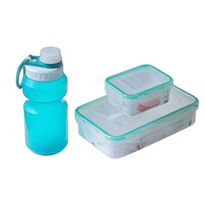 China Plastic Freshness Keeping Kid Children Bento Lunch Box With Water Bottle Food Container Set for sale