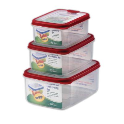 China Freshness Preservation 3pcs/set Rectangle Bpa Free Plastic Microwave Food Container for sale