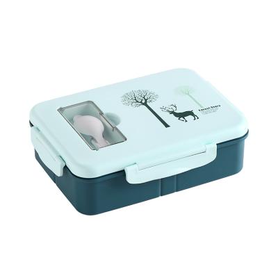 China Freshness Preservation 3 Compartment Plastic Lunch Box With Cutlery PP Reusable Plastic Tiffin Box Bento Box for sale